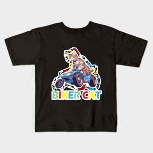 Biker Cat,Racer Cat Kids T-Shirt